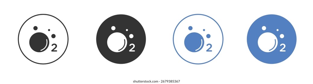 Oxígeno O2 icono de colección para App en colores negro y azul