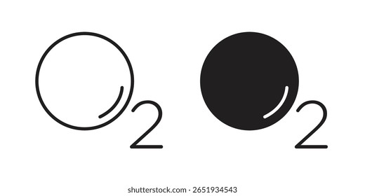 Oxygen O2 icon. Flat and stroke versions. Graphic elements.