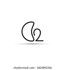 Oxygen, O2,  icon logo vector illustration. 