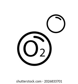 Icono de oxígeno O2 sobre fondo blanco, ilustración vectorial.