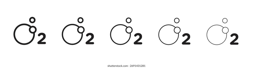 Sauerstoff-O2-Symbol, Umrissvektor-Logo-Illustration, lineares Piktogramm einzeln