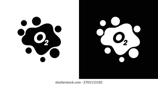 Oxygen O2 icon silhouette vector in black colors. flat symbol logo design style