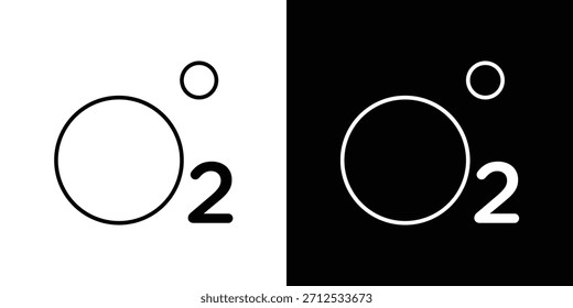 Icono de oxígeno O2. Símbolo plano simple. Ilustración de pictograma de contorno negro perfecto