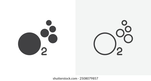 Oxygen O2 icon in solid and outlined style