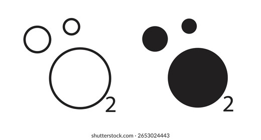 Oxygen O2 icon symbol set in black. line and flat icons