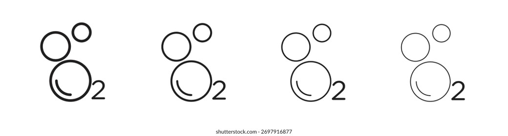 Oxygen O2 icon. Thin, Light Regular And Bold style design isolated on white background