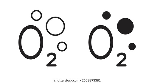Ilustración vectorial de icono de oxígeno O2 sobre un fondo transparente.