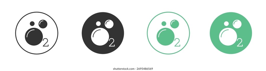 Pictograma de Vector de icono de oxígeno O2 para Elementos de interfaz ui ux