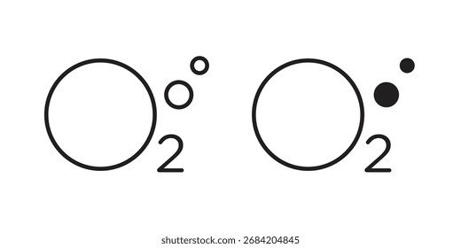 Icono de oxígeno O2 para Diseños web. conjunto de iconos de contorno y Clipart