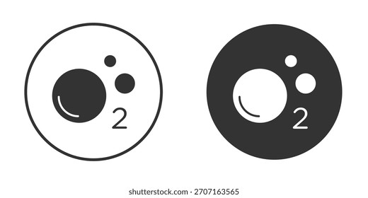 Icono de oxígeno O2 para diseño de Sitio web, logotipo para Web y App.