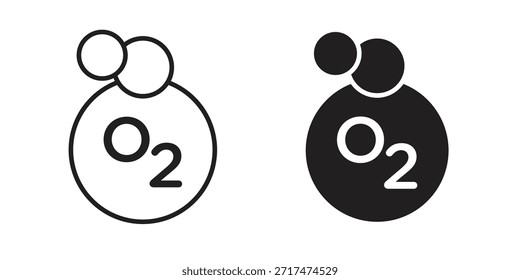 Oxygen O2 icons. Pixel perfect. Vector outline icon. Flat logo concept.