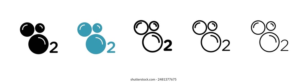 Oxygen O2 line icon vector set.