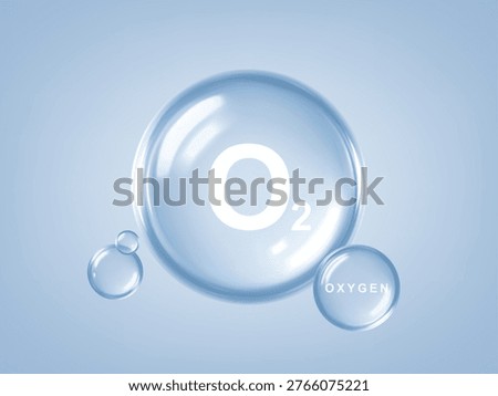 Oxygen O2 molecule bubble. Cosmetic oxygen skincare concept. Vector illustration