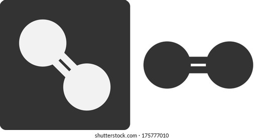 Oxygen (O2) Molecule, Flat Icon Style.