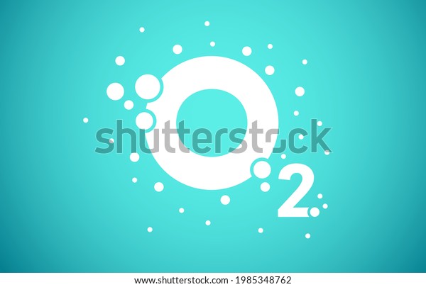 Oxygen O2 molecule icon formula in blue
gradient background vector
illustration.