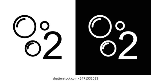 Oxygen O2 umrissenes Symbol in Schwarzweißfarben