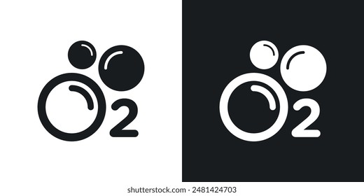 Oxygen O2 vector icon set in black color.