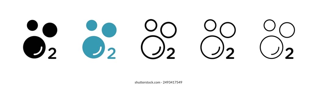 Oxygen O2 vector icon set in solid style.