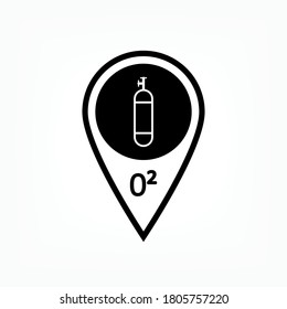 Oxygen Place Icon. Breathing and Industrial Equipment Symbol - Vector.