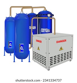 Oxygen production station with receivers.3D. Isometric