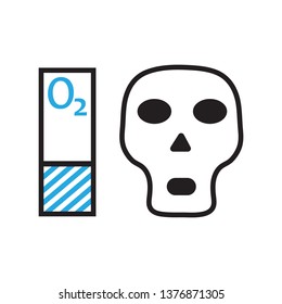 oxygen reduction and death symbol. vector design illustration