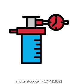Icono de contorno rellenado por el regulador de oxígeno. ilustración de vector médico sobre fondo blanco