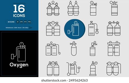Oxygen set of outline icons related to analysis, infographic, analytics. Editable stroke. Vector illustration. 