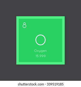 Oxygen simple style tile icon. Chemical element of periodic table. Vector illustration EPS8