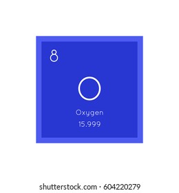 Oxygen simple style tile icon. Chemical element of periodic table. Vector illustration EPS8