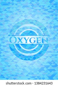 Oxygen sky blue emblem with mosaic ecological style background