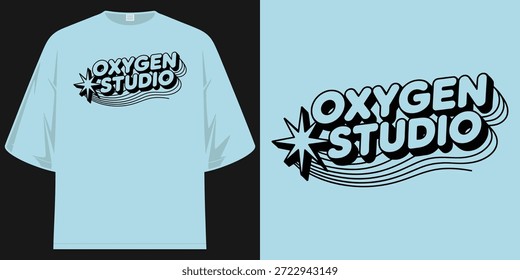 oxigênio estúdio retro groovy distorcido fonte texto tipografia design vetor ilustração arte-final t camisa design vetor ilustração arte-final
