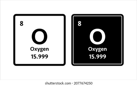 Oxygen symbol. Chemical element of the periodic table. Vector stock illustration.