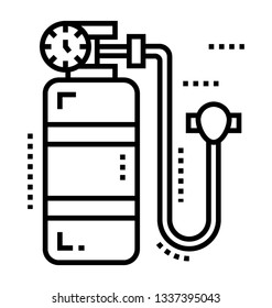 Oxygen tank device, life care tool line icon