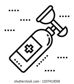 Oxygen tank device, life care tool line icon 