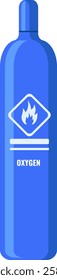 Oxygen tank featuring a prominent flammable warning sign, emphasizing the critical importance of safety measures and the careful handling of hazardous materials in various environments