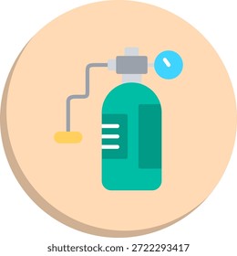 Icono de estilo de círculo plano del tanque de oxígeno