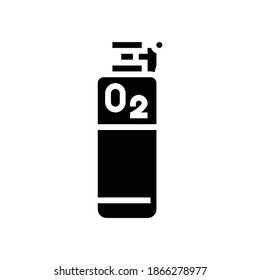 vector de icono de glifo tanque de oxígeno. señal del tanque de oxígeno. símbolo de contorno aislado ilustración negra