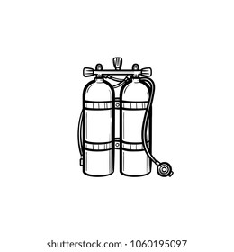 Oxygen tank hand drawn outline doodle icon. Tank with helium or oxygen vector sketch illustration for print, web, mobile and infographics isolated on white background.