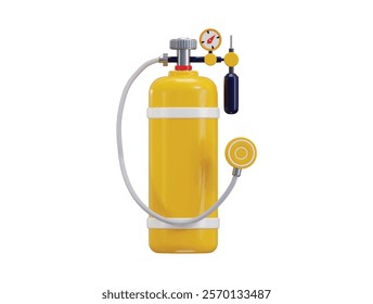 Oxygen tank icon 3d render concept of medical healthcare oxygen cylinder icon vector illustration