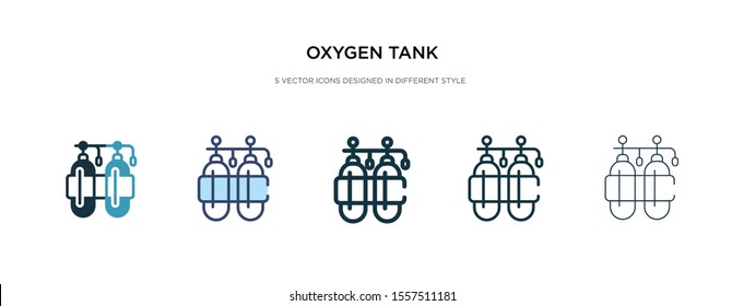 oxygen tank icon in different style vector illustration. two colored and black oxygen tank vector icons designed in filled, outline, line and stroke style can be used for web, mobile, ui
