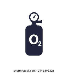 oxygen tank icon, gas cylinder pictogram on white