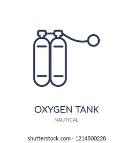 Oxygen tank icon. Oxygen tank linear symbol design from Nautical collection. Simple outline element vector illustration on white background.