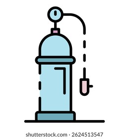Oxygen tank icon. Outline oxygen tank vector icon color flat isolated