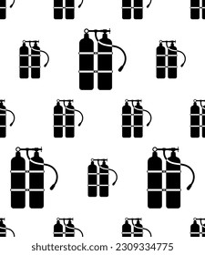 Oxygen Tank Icon Seamless Pattern, Oxygen Storage Vessel Cylinder Vector Art Illustration