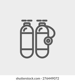 Oxygen tank icon thin line for web and mobile, modern minimalistic flat design. Vector dark grey icon on light grey background.