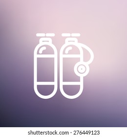 Oxygen tank icon thin line for web and mobile, modern minimalistic flat design. Vector white icon on gradient mesh background.