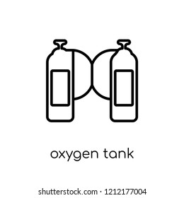 Oxygen tank icon. Trendy modern flat linear vector Oxygen tank icon on white background from thin line Nautical collection, editable outline stroke vector illustration
