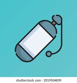 Oxygen Tank Icon Vector Illustration. Flat Outline Cartoon. Travel and Tourism Icon Concept Isolated Premium Vector