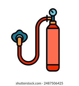 Oxygen tank line icon. Medical equipment, respiratory aid, gas cylinder, emergency, healthcare, oxygen supply, breathing apparatus, hospital, patient care, oxygen therapy, respiratory support, tank