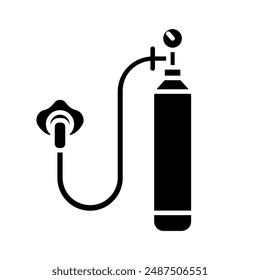 Symbol für die Sauerstoffbehälterlinie. Medizinische Geräte, Atemhilfe, Gasflasche, Notfall, Gesundheitsversorgung, Sauerstoffversorgung, Atemgeräte, Krankenhaus, Patientenversorgung, Sauerstofftherapie, Atemschutz, Support, Tank